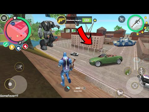 Rope Hero Vice Town (Rope Hero Standing on Crane) Rope hero fight car robots - Android Gameplay HD