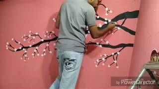 preview picture of video 'Cherry Blossom Flower Pink Wall Painting. Mahadi hasan'