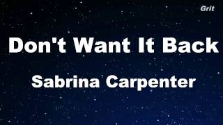 Don&#39;t Want It Back - Sabrina Carpenter Karaoke 【No Guide Melody】 Instrumental