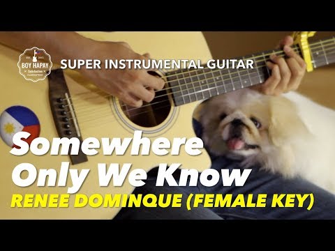 Somewhere Only We Know Female Key Renee Dominque Keane Instrumental guitar karaoke version with lyri