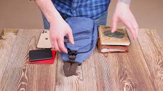 Сумка з USB кабелем через плече із щільного текстилю 21224 Vintage синя