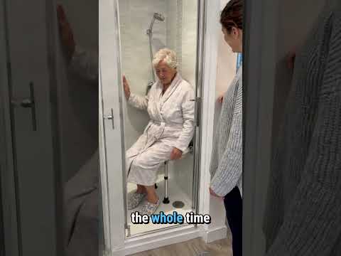 Wall Mounted Shower Chair with Height Adjustable Legs & Shower Head Slot | Flip Up Shower Seat
