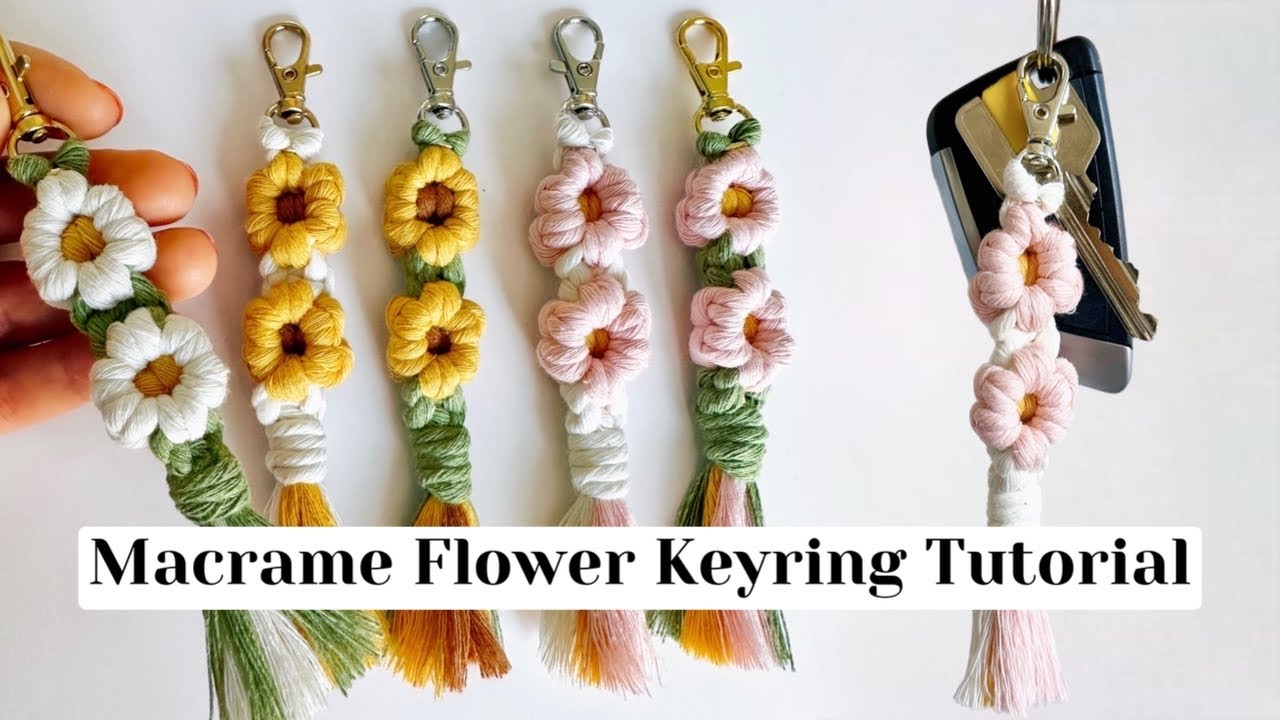 Macrame Flower Keyring Tutorial | Easy Beginners Step by Step