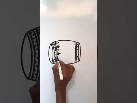 easy drawing of a Dhol #lineart #howtodraw #dholbajaa #dholak #baja #music #ytshorts #art #shorts