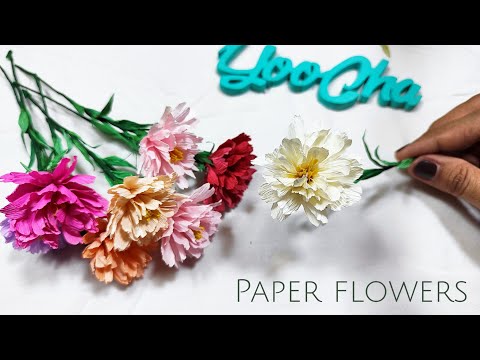 DIY Moss rose flowers out of easy crepe paper//real sound