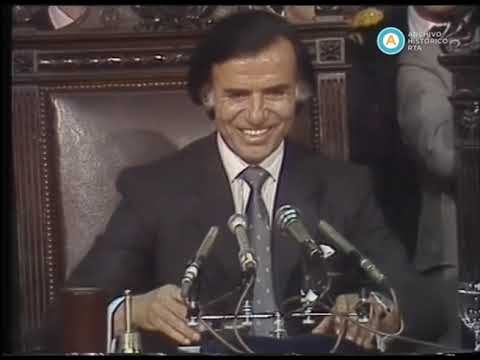 Blooper durante la primera asunción presidencial de Carlos Menem (HD)