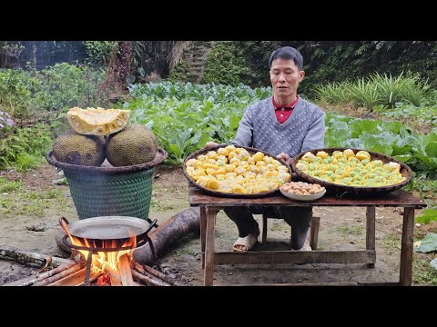 Making Colorful Sticky Rice and Decorating with Sweet Jackfruit