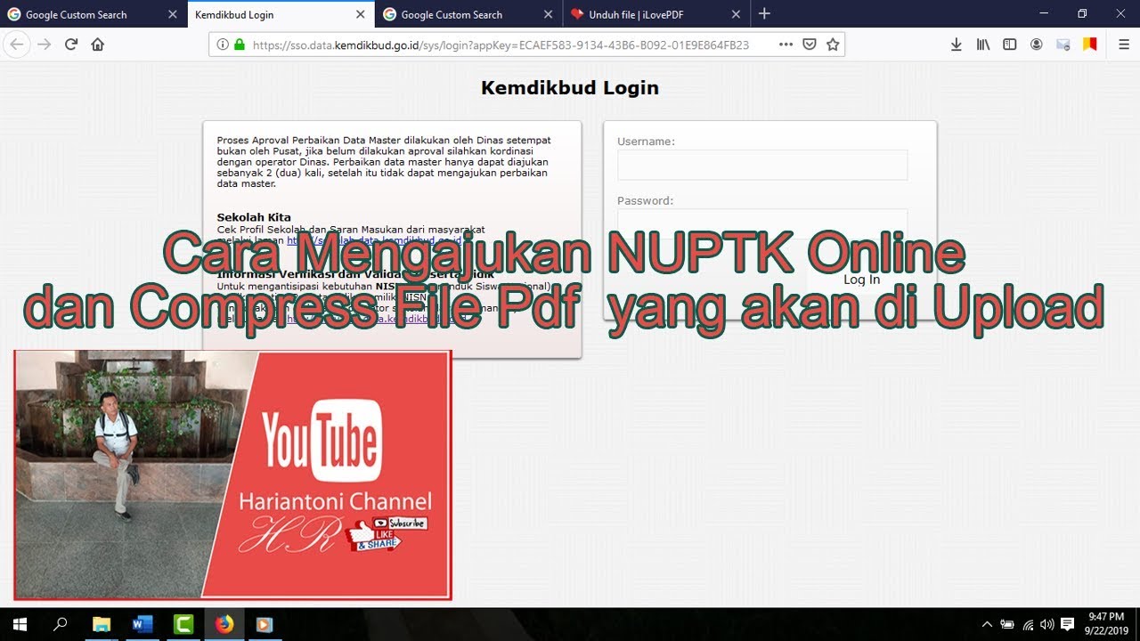 Mengajukan NUPTK Guru dan Compress File Pdf