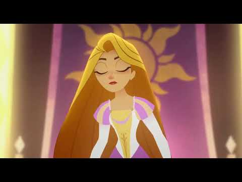 Rapunzel muestra su pelo mágico