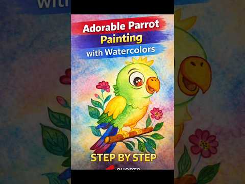 Adorable parrot painting tutorial #WatercolorMagic#ParrotPainting#Satisfying#DailyArt#PaintingShorts