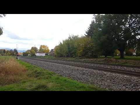 Güterzug nach Offenburg Gbf mit Makro gefilt an der Rheintalbahn