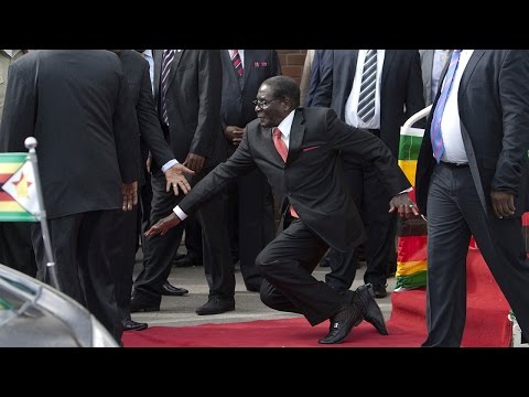 WATCH: Robert Mugabe falls down steps in Harare