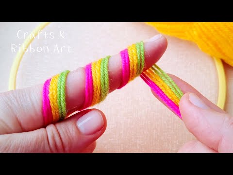 It's so Beautiful !! Amazing Woolen Flower Making Trick with Finger - DIY Woolen Flower- Sewing Hack