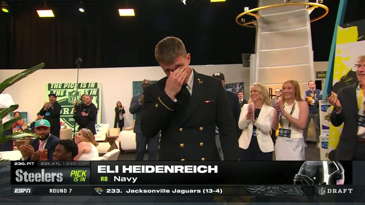 Steelers select Navy’s Eli Heidenreich in emotional 7th-round moment | 2026 NFL Draft