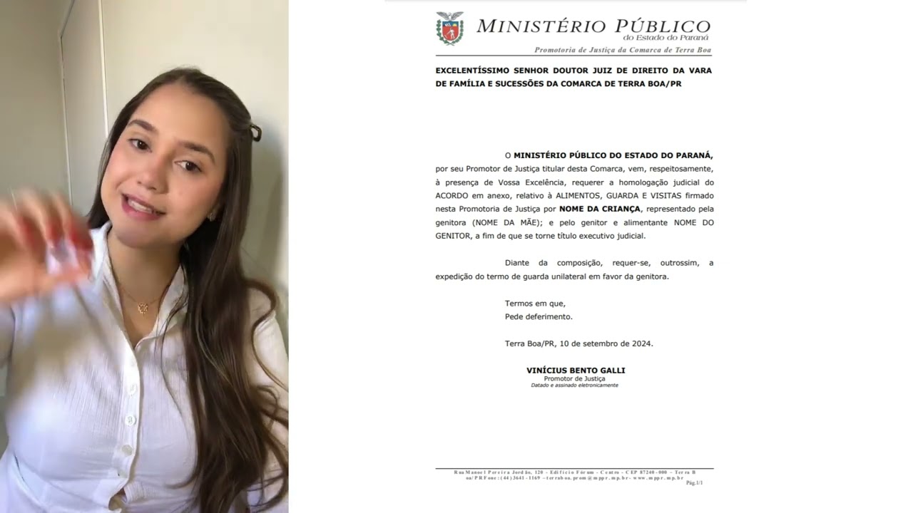 Ministério Público no pós acordo de alimentos, pedido de homologação e cumprimento de sentença.