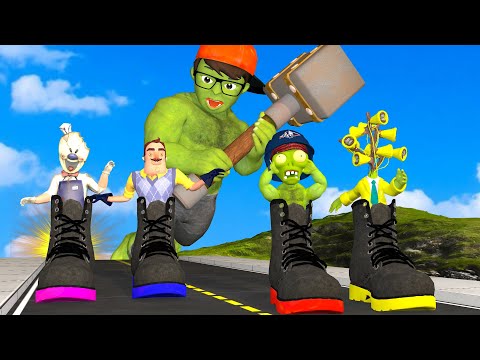 NickHulk vs TaniHulk - Hero Scary Teacher 3D GTA 5 Animation - ICE Cream Jump In Shoes And The End