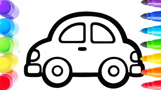 Car Drawing for Kids | Easy Drawing and Coloring for Toddlers I Learn Colors