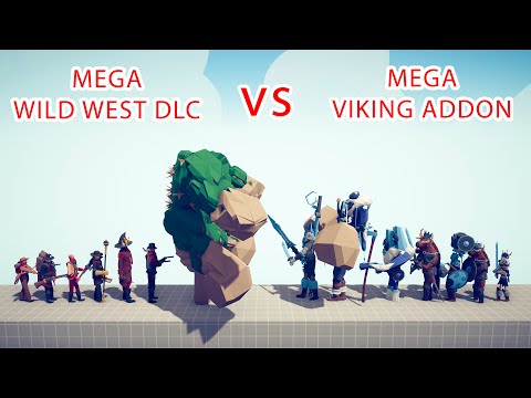 MEGA WILD WEST DLC Team vs MEGA VIKING ADDON Team - Totally Accurate Battle Simulator TABS