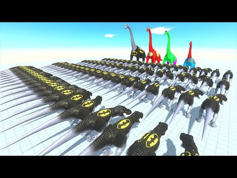 ALL SUPERHERO BRACHIOSAURUS DEATH RUN Jurassic World Dominion - Animal Revolt Battle Simulator