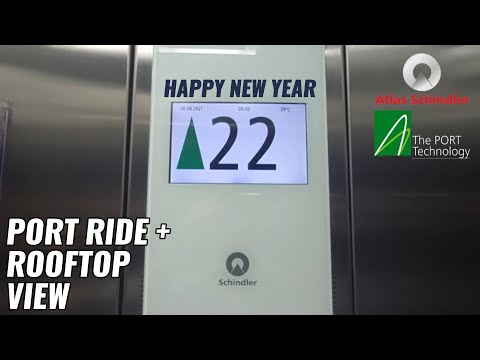 HAPPY 2022! ElevaTour: Atlas Schindler PORT High-Rise Traction Elevators + Rooftop View - GO, BR