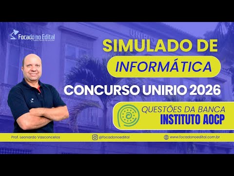 Computer Science questions from the Instituto AOCP exam board for the UNIRIO 2025/26 entrance exam.