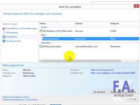 Internet Explorer 10 - Add-Ons aktivieren / deaktivieren