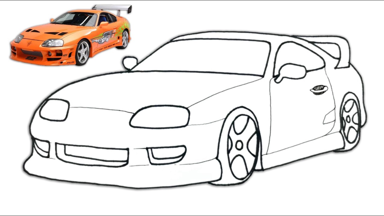 How to Draw a Toyota Supra Step by Step 🔥 Easy Outline to Realistic Shading