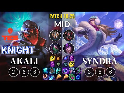 TES knight Akali vs Syndra Mid - KR Patch 10.25