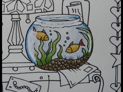 Adult Colouring Tutorial Fish Bowl from Ivy and the Inky Butterfly by Johanna Basford