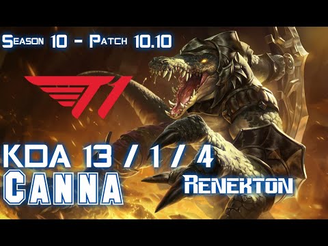 T1 Canna RENEKTON vs WUKONG Top - Patch 10.10 KR Ranked