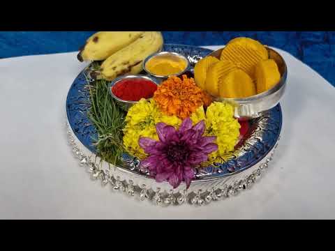 Elegant Traditional Artisanal Puja Bhog Thali Set for Ganpati, Navratri, Diwali, Shaddi and Home Puja Decor - set of 3 video