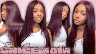 100% Recommend🔥| Black Cherry Layered Wig | 100% GLUELESS PRE-EVERYTHING WIG INSTALL |Ft. UNice HAIR