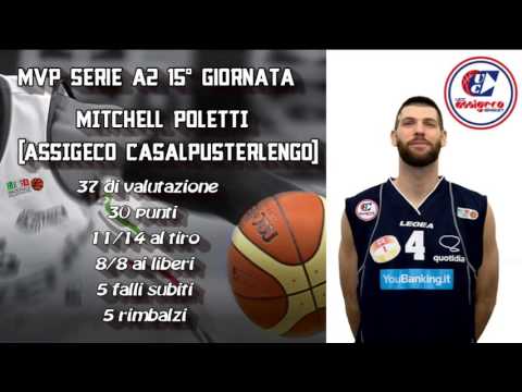 MVP Serie A2 15^ giornata: Mitchell Poletti - Paulius Sorokas