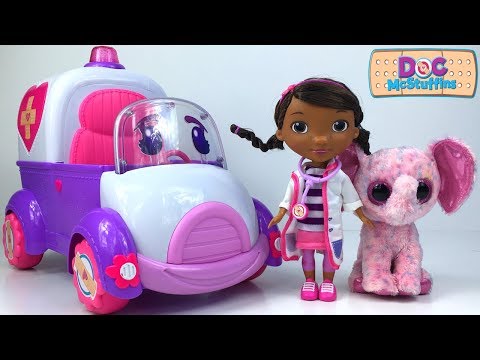 DOC MCSTUFFINS SPIELZEUGÄRZTIN MIT ROSIE DER KRANKENWAGEN BEHANDELN DIE KUSCHELTIERE DISNEY JUNIOR
