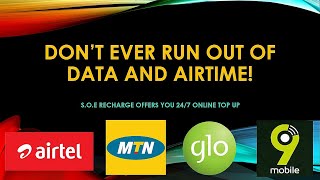 How To Recharge Data (MB) Bundles and Airtime. MTN, Airtel, Glo, 9Mobile, DSTV, GOTV, STARTIMES