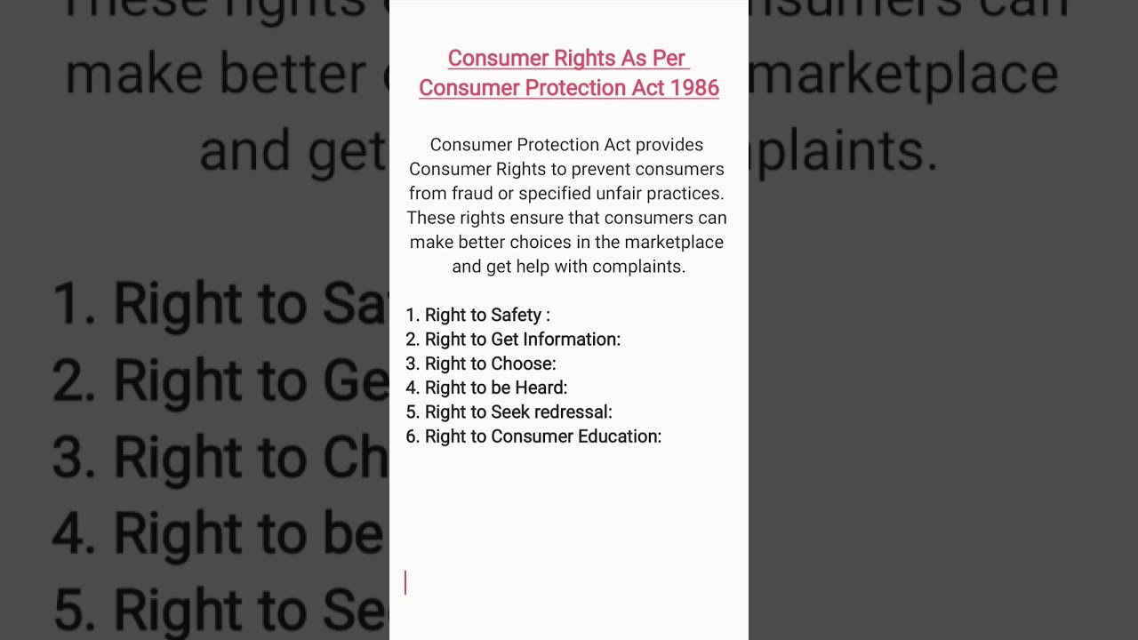Consumer Protection Act 1986 #rights #consumer protection#act #shorts #consumerprotection #education