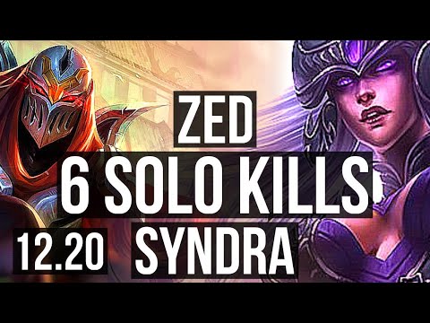 ZED vs SYNDRA (MID) | 9/0/4, 6 solo kills, 1.4M mastery, Legendary, 600+ games | KR Master | 12.20