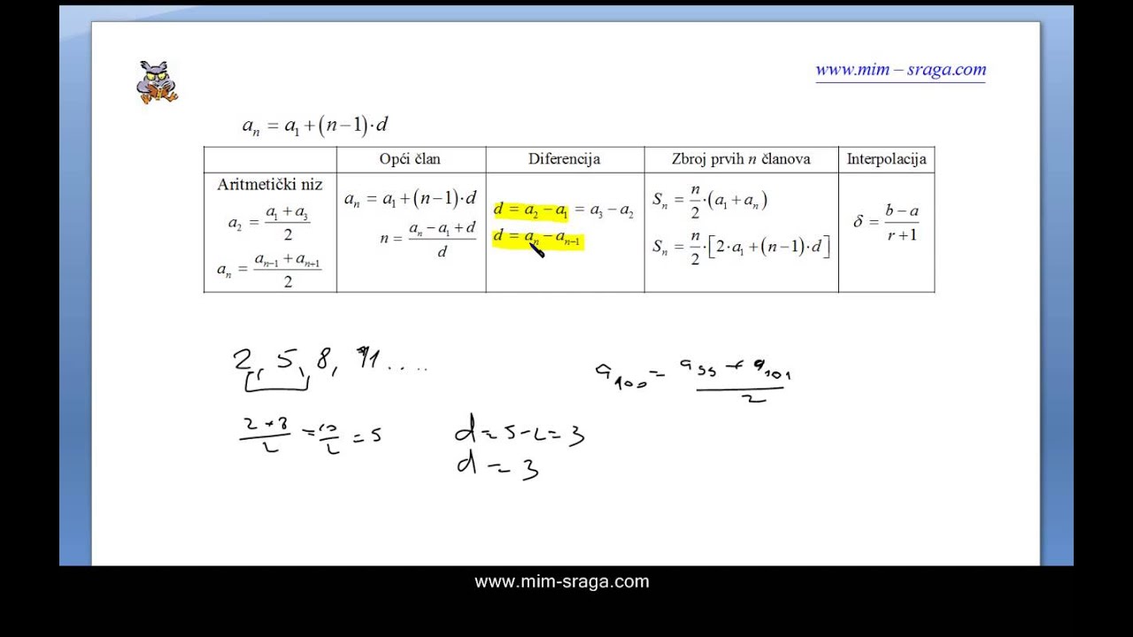 Aritmetički niz formule - Matematika 4 - Mladen Sraga - zbirka potpuno riješenih zadataka