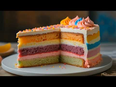 Rainbow Cake Cutting in 4K 🌈 | Oddly Satisfying ASMR Close-Up