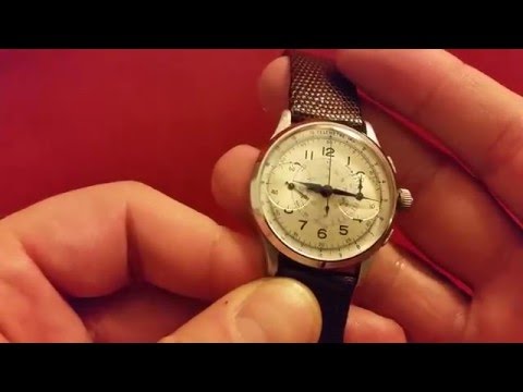 1937 Landeron 47 flyback chronograph vintage watch