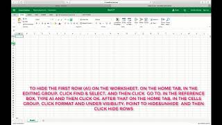 HOW TO HIDE OR UNHIDE FIRST ROW OF THE WORKSHEET IN EXCEL ONEDRIVE