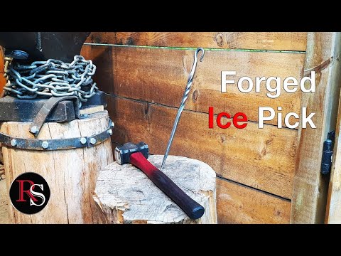Forged Ice Pick - Short Fire Poker - Blacksmithing Beginner Project Video