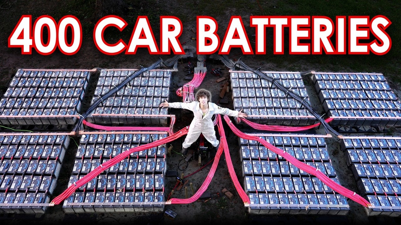 400 car batteries wired together!!