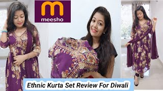 Ethnic Kurta Set For Diwali 🪔| Meesho Alia cut Kurta Set Review & Try On || Krrish Sarkar