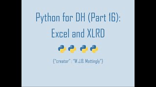 Python for Digital Humanities (16: Excel and XLRD)