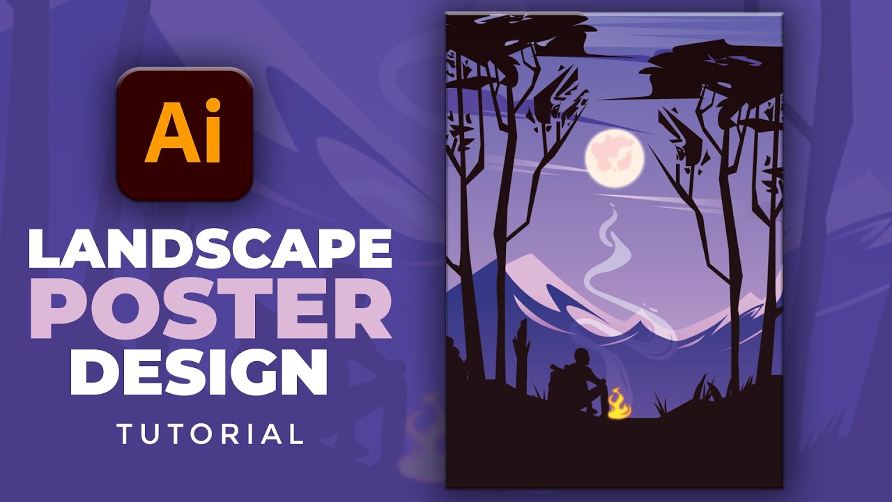 Illustrator CC Tutorial | Graphic Design | Landscape Poster Design