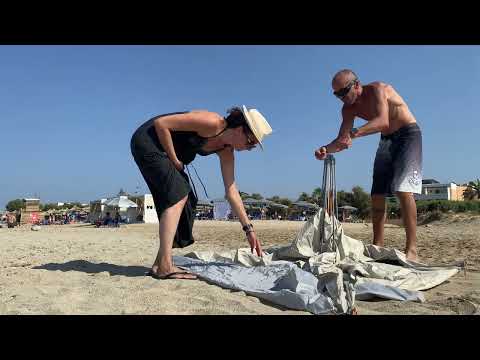 Terranation - Σκίαστρο παραλίας Reka Kohu Plus rPET - Brown- Διαδικασια ανοιγματος - Ετοιμη σε 30sec