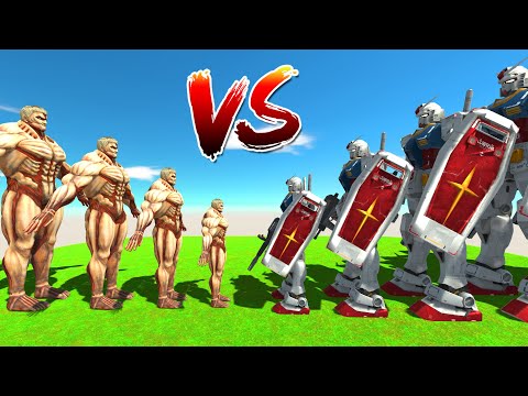 Growing Armored Titan VS Growing Gundam RX-78 - Animal Revolt Battle Simulator