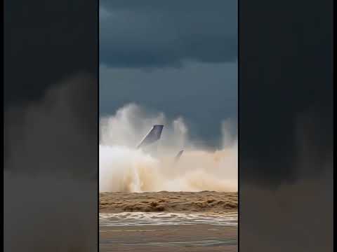 Pesawat mendarat saat badai laut menerjang #shorts