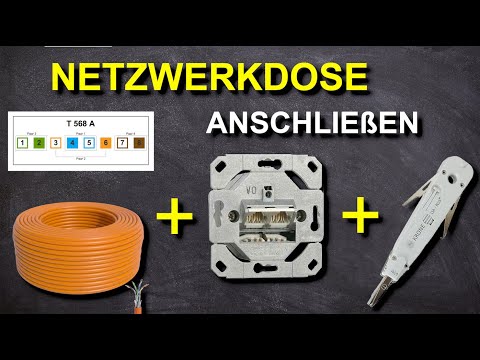 Netzwerkdose (UAE) anschließen erklärt vom Elektromeister. Cat 7 Kabel an Cat6a Dose (RJ45) auflegen